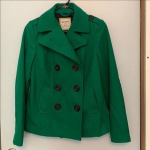 EUC Kelly Green Wool Blend Old Navy Peacoat